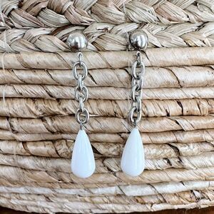 VintageWhite Teardrop Earrings